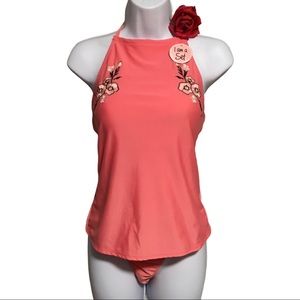 Bobbie Brooks Swim 2 piece Tankini Sz Lg EMB Peach whimsygoth cottagecore NWT